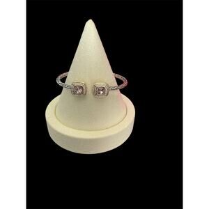 Two Tone Cable Bracelet with Pink Crystals